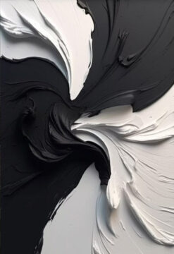 Monochrome Impasto Twist (Black & White Paint Swirl, High Texture)