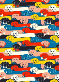 Colorful Dachshund Pattern Print