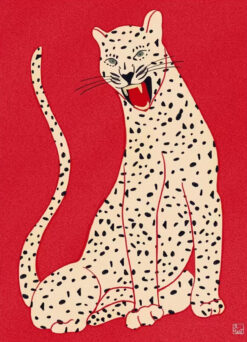 Spotted Leopard Red Art Print