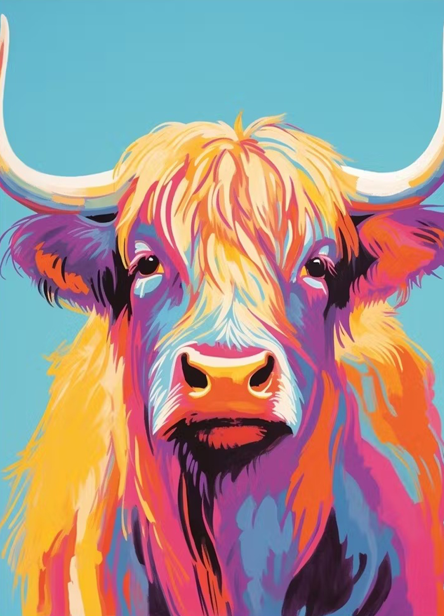 Colorful Highland Cow Print