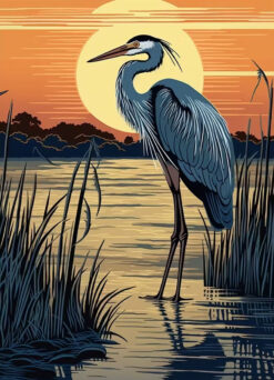 Sunset Heron Wall Art