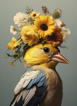 Sunflower Songbird Portrait Print
