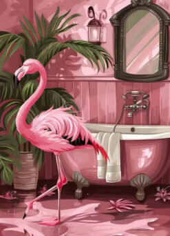 Pink Flamingo Spa Oasis Print