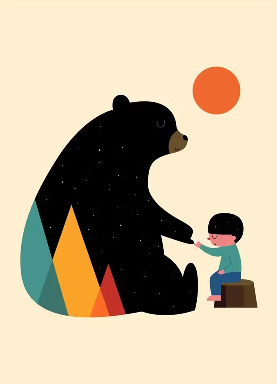 Bear and Child Friendship Print