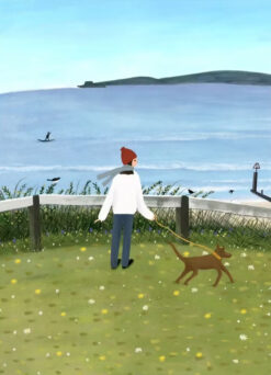 Seaside Dog Walk Print