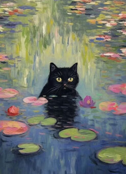 Midnight Lily Pond Cat