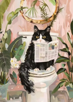 Bathroom Break Tuxedo Cat