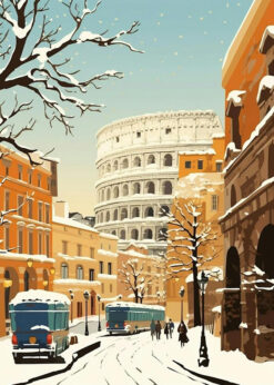 Snowy Colosseum Street, Rome