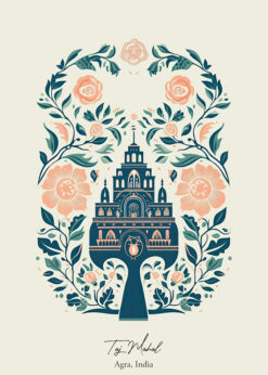 Taj Mahal Agra Floral Print
