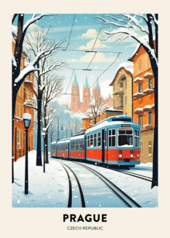 Prague Snowy Tram Dreams