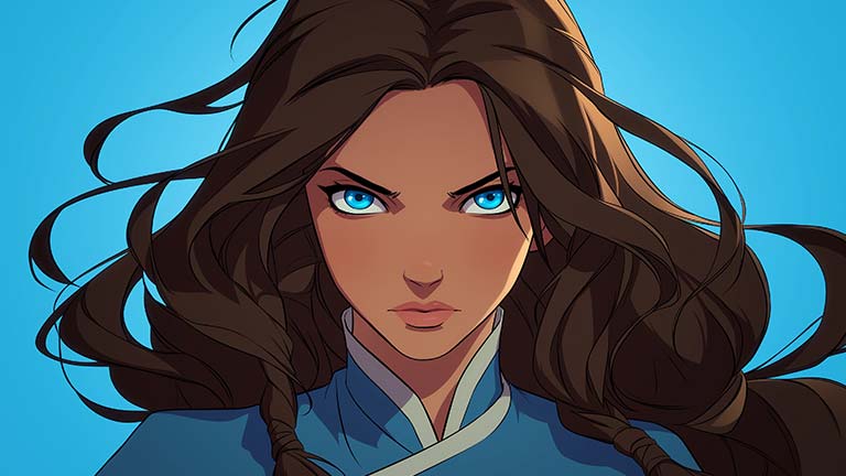 Fierce Waterbender Girl Portrait