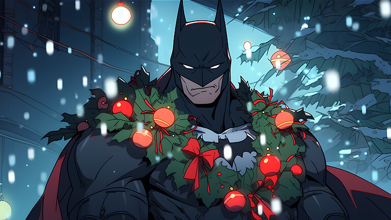 Batman Holiday Wreath Snowfall