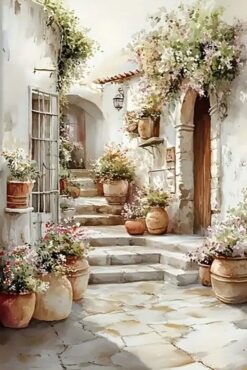 Sunlit Algerian Courtyard Steps
