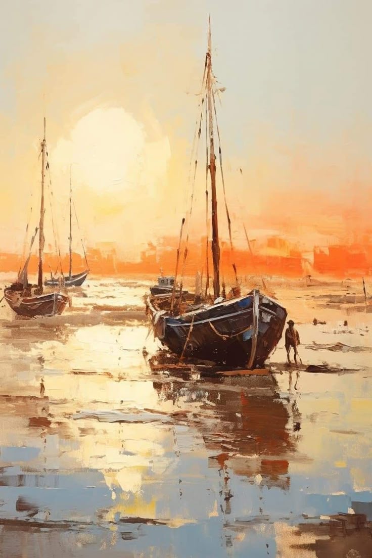 Golden Harbor Sunset Boats