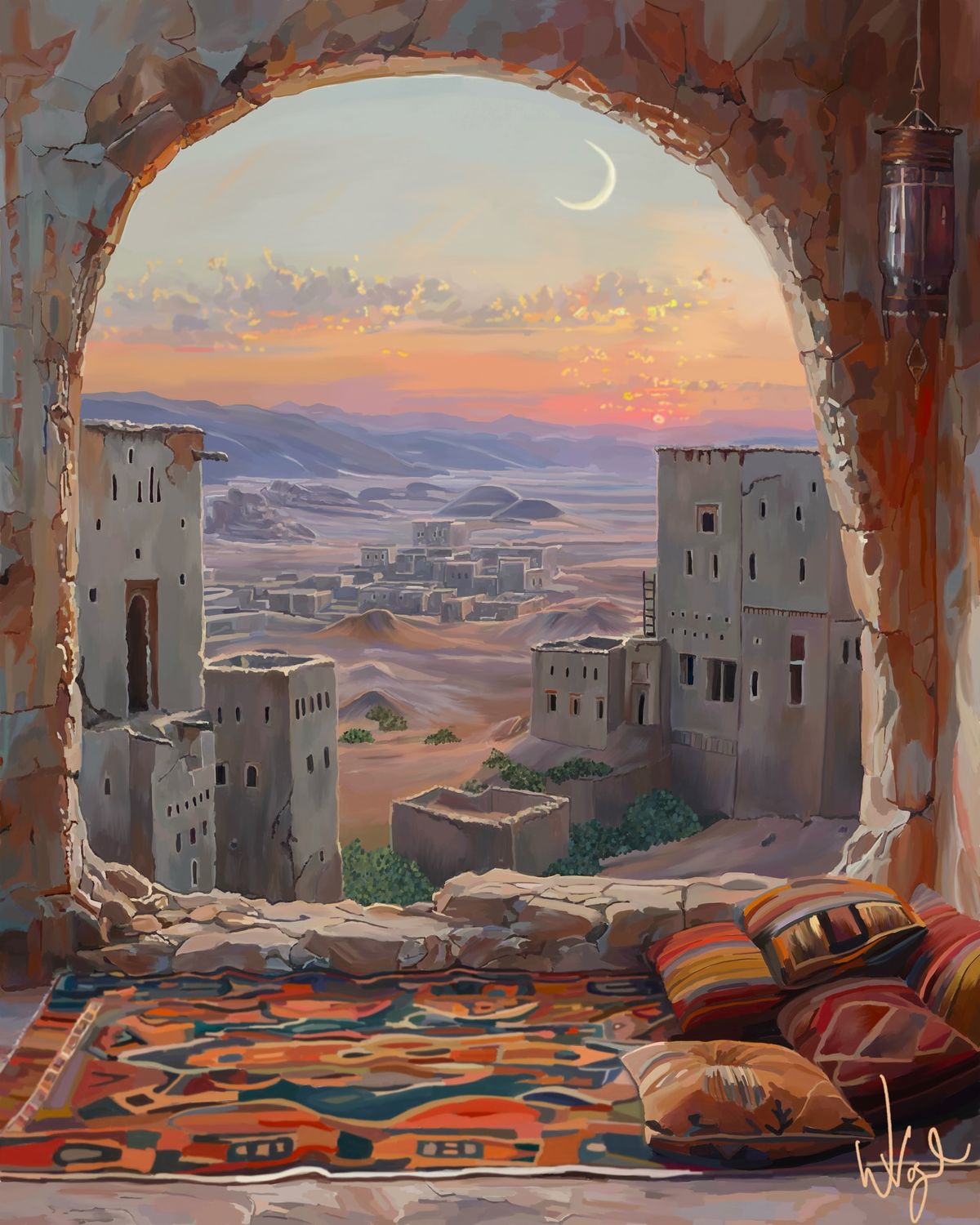 Crescent Over Desert Home