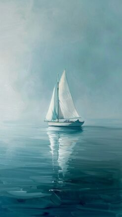 Tranquil Teal Sailboat Escape