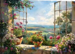 Sunlit Window Garden View